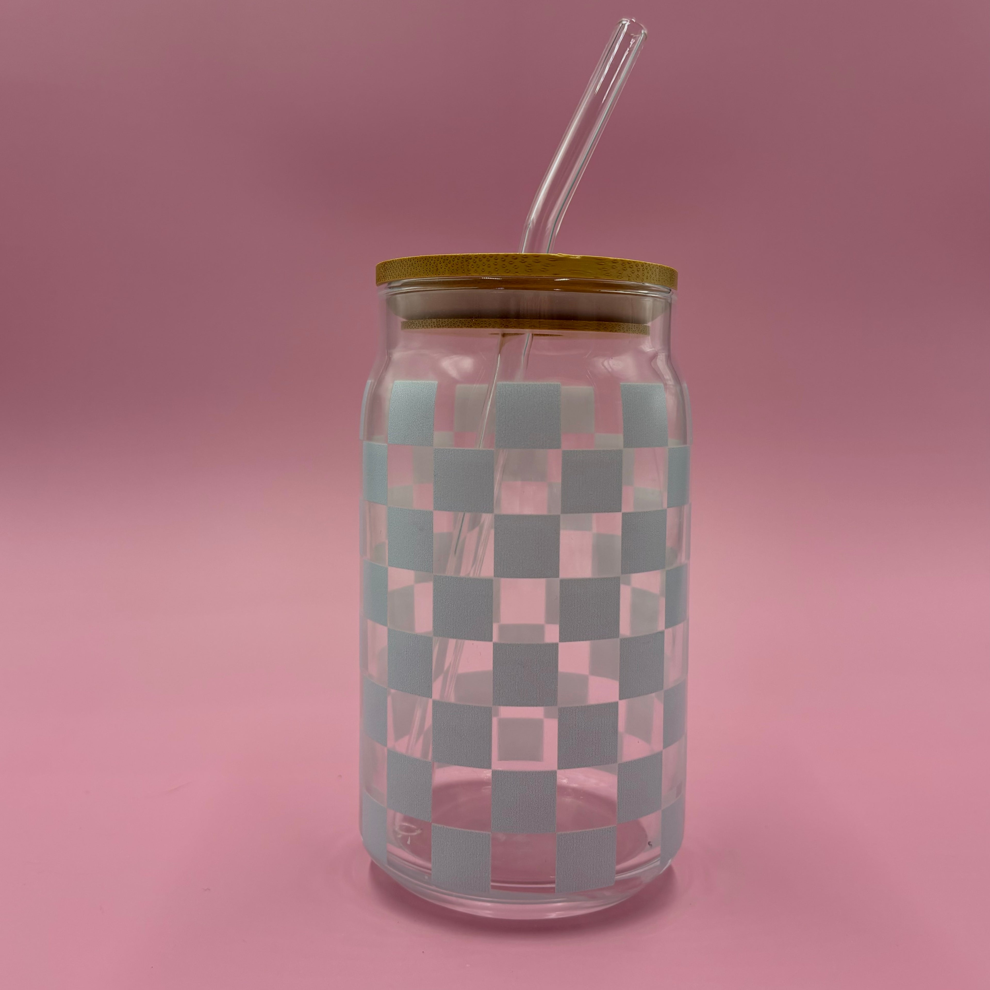 Blue Checkered Glass