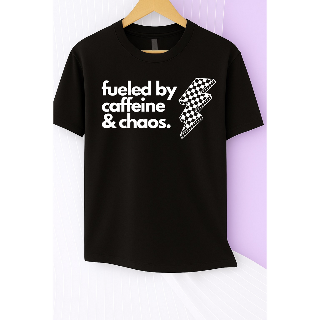 Caffeine and Chaos Tee (White)