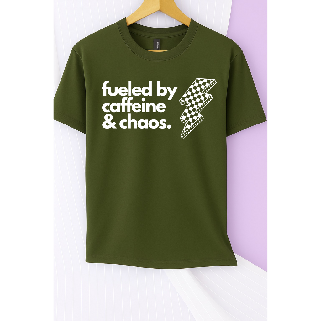 Caffeine and Chaos Tee (White)