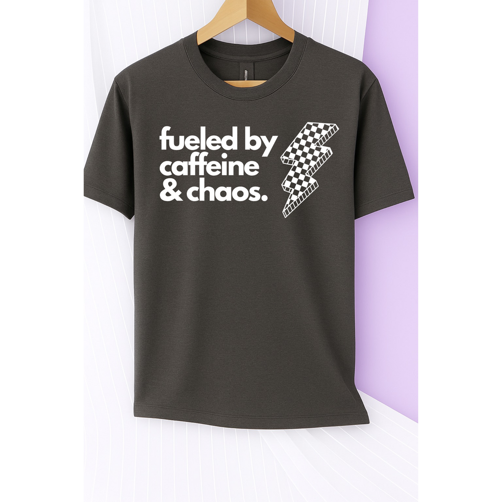 Caffeine and Chaos Tee (White)