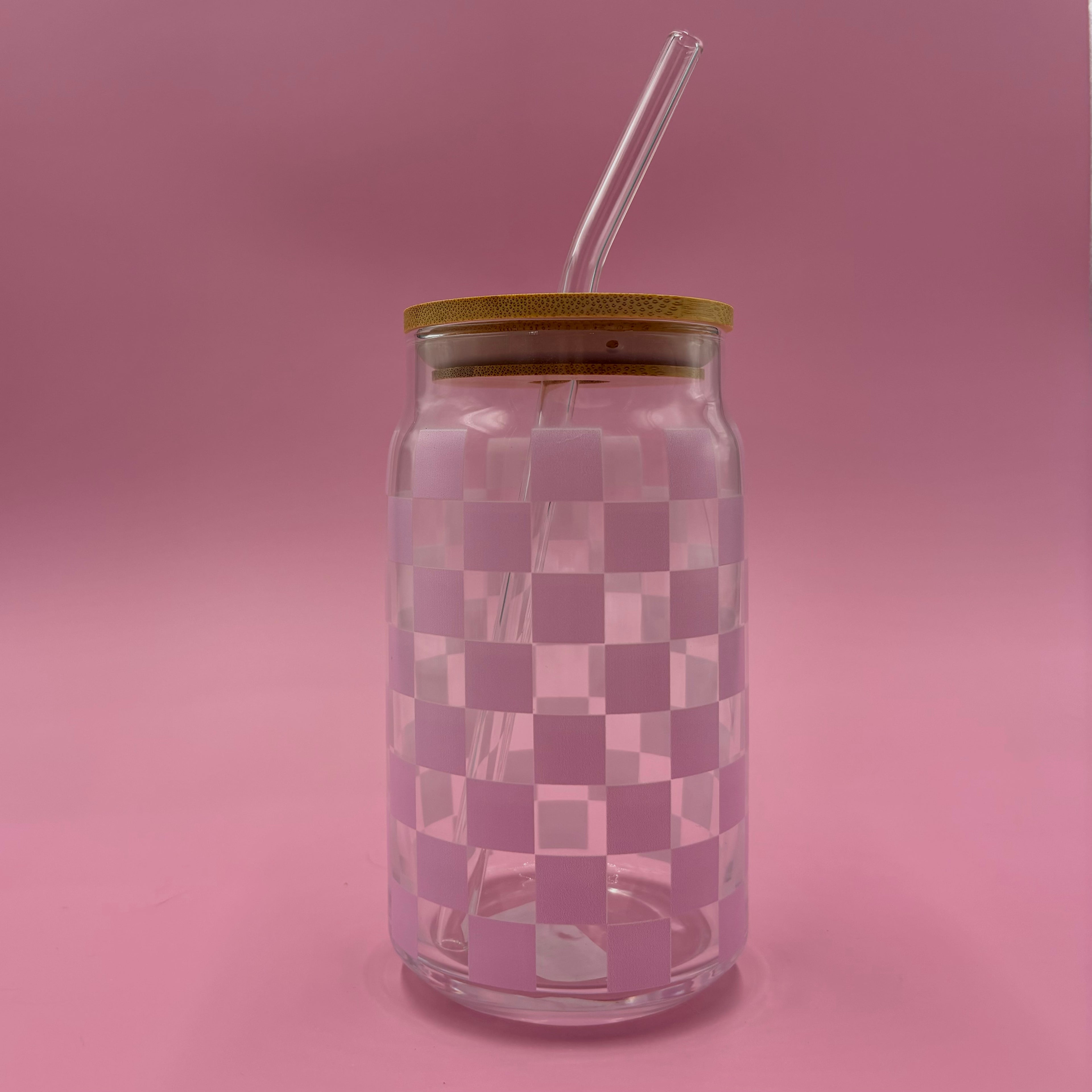 Pink Checkered Glass