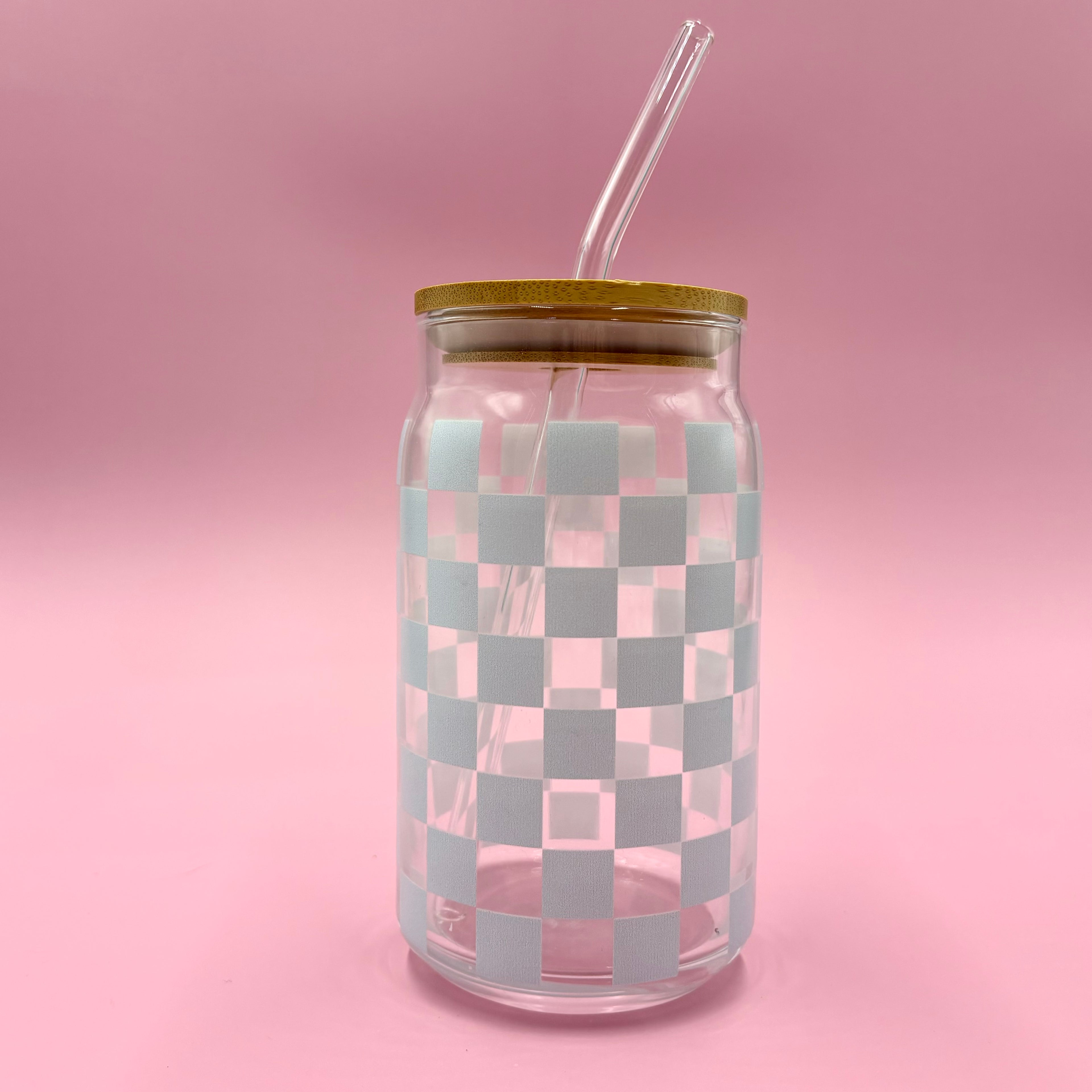 Blue Checkered Glass